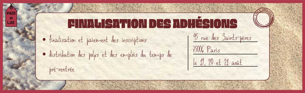 Finalisation des adhésions
